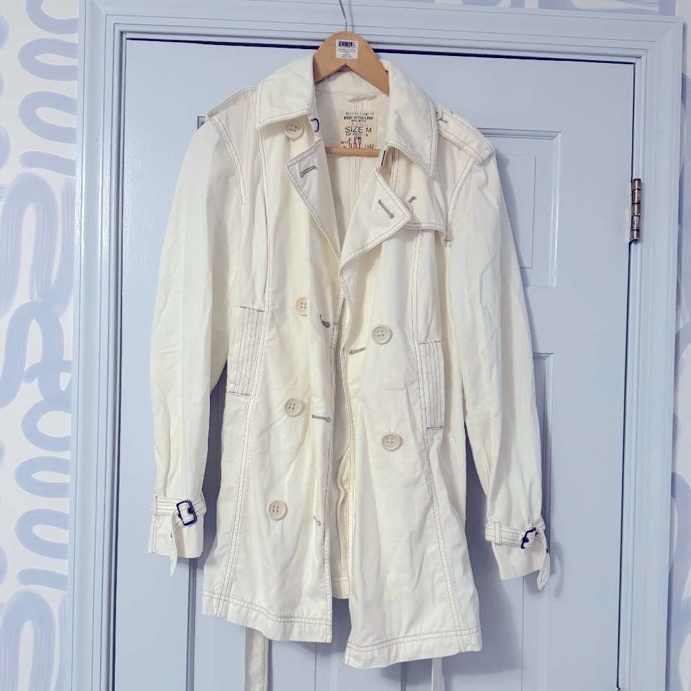 Gap Short Belted Trench Coat - Off White